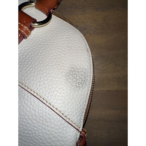 Dooney & Bourke Aubrey Cream Brown Pebble  Leather Tassel Satchel Handbag *READ - Picture 3 of 12